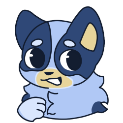 An anime style drawing of Bluey from Bluey